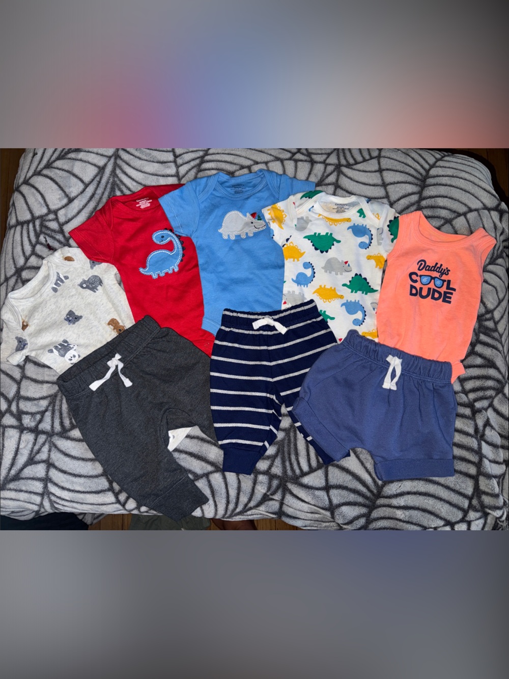 Newborn Baby Bundle of 3 Outfits - 5 Bodysuits, 1 Shorts & 2 Jogger Sweatpants